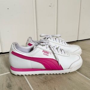 Puma Kid's Roma Basic Sneakers size 4 white and pink